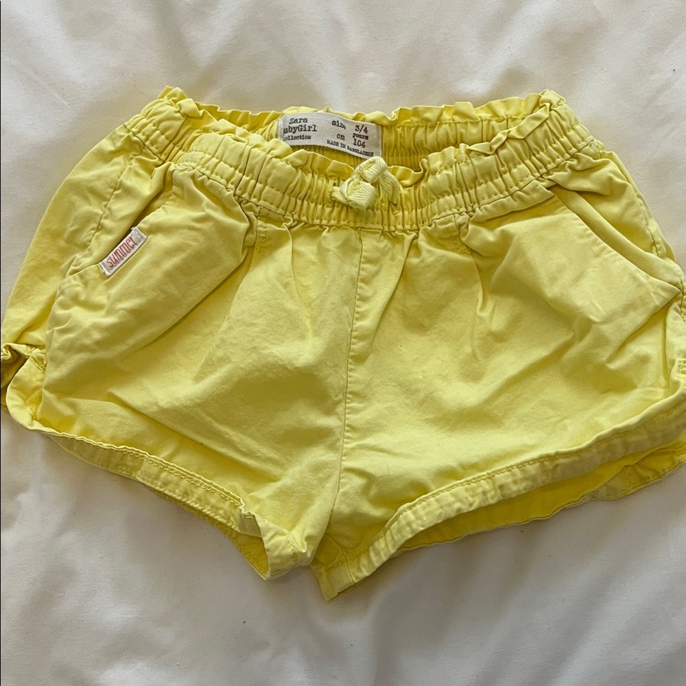 Zara Bright Yellow Elastic-Waist Athletic Shorts